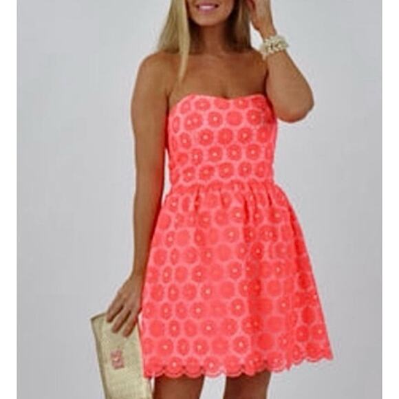 Lilly Pulitzer Dresses & Skirts - Lilly Pulitzer Peyton Fiesta Pink Daisy Dress Pearls Sz 4